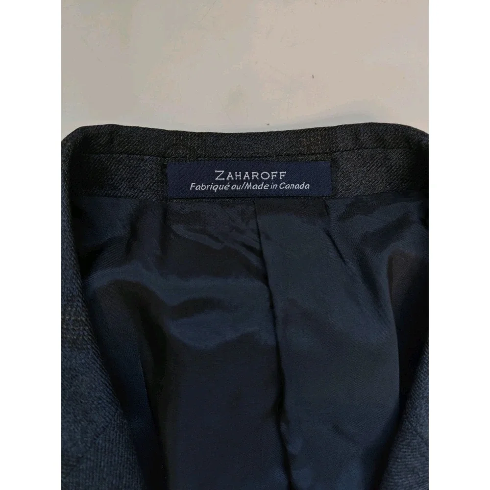 Zaharoff Mens Wool Sports Coat 42L Blue Plaid Canada 3 Button Nordstrom Blazer